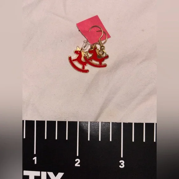 Red and Gold Earrings horsey porcelain earrings NWT - Picture 2 of 2